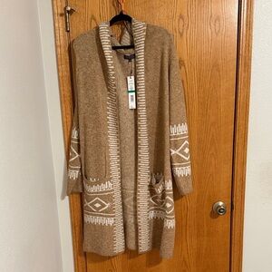 Hooded Tan Cardigan Sweater Joseph A brand
